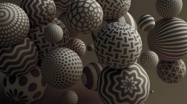 Toplarla siyah arkaplan. 3d illüstrasyon, 3d canlandırma.