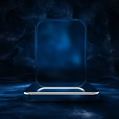 Sembollü bir arka plan, bir simge ve bir kaide. Ünlem Po