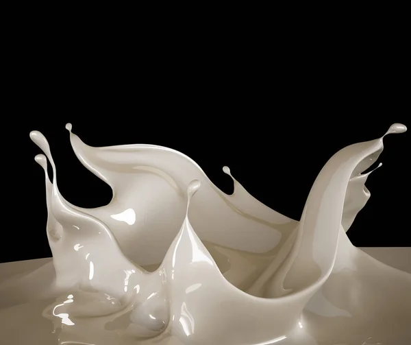 ミルクのスプラッシュ。3Dイラスト, 3Dレンダリング. — ストック写真