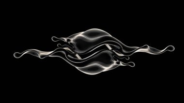 Biraz sıvı içeren siyah bir arkaplan. 3d illüstrasyon, 3d yırtık