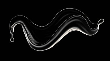 Biraz sıvı içeren siyah bir arkaplan. 3d illüstrasyon, 3d yırtık