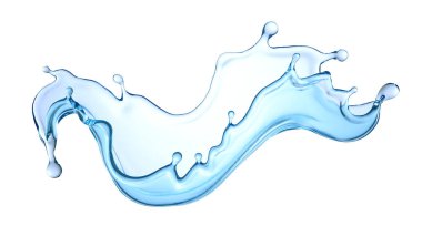 Beyaz bir arka plan üzerinde izole su sıçrama. 3D Resim, 3d