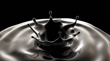 Biraz sıvı içeren siyah bir arkaplan. 3d illüstrasyon, 3d yırtık