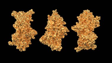 Gizemli, mistik, lüks altın serpintisi. 3d illüstrasyon, 3d canlandırma.