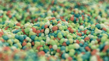 Geometrik parçacık çok renkli arkaplan. 3D illüstrasyon, 3D