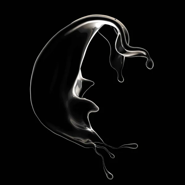 Black background with splash of liquid. 3d illustration, 3d rend — Stock Photo, Image