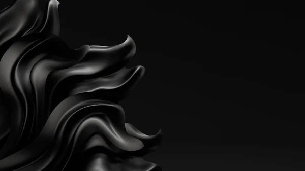 Černé pozadí s drapérií tkaniny. 3D ilustrace, 3D vykreslení — Stock fotografie