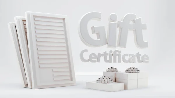 Buono regalo, certificato, anno nuovo, Natale, vacanza. Illustrazione 3d, rendering 3d . — Foto Stock