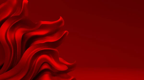 Κόκκινο φόντο με πτυχωτό ύφασμα. 3D εικονογράφηση, 3d renderin — Φωτογραφία Αρχείου