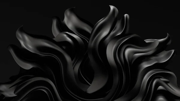 Schwarzer Hintergrund mit drapiertem Stoff. 3D Illustration, 3D Renderer — Stockfoto