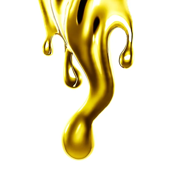 厚く金色の液体のスプラッシュ。3Dイラスト, 3Dレンダリング. — ストック写真