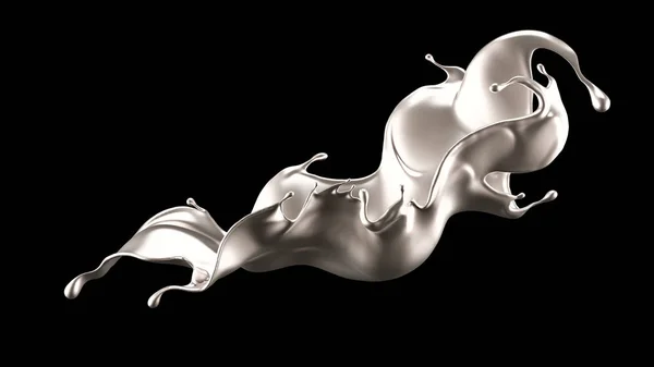 Mystický luxusní šplouchnutí, se stříbrnými perleťovými odstíny. 3D ilustrace, 3D vykreslování. — Stock fotografie
