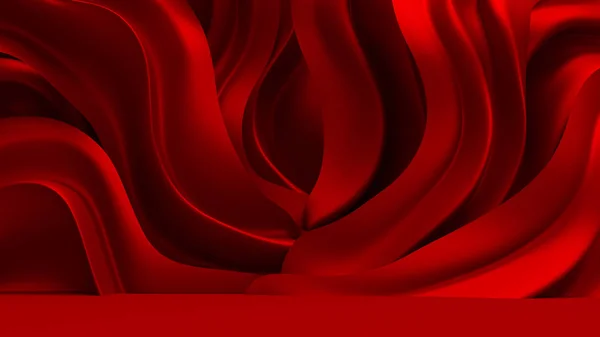 Sfondo rosso con tessuto drappeggiato. Illustrazione 3d, rendering 3d — Foto Stock