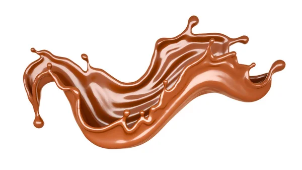 Cioccolato isolato spruzzata su uno sfondo bianco. Illustrazione 3d — Foto Stock