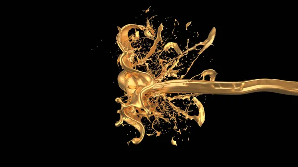 Misteriosa, mistica, lussuosa spruzzata d'oro. Illustrazione 3d, rendering 3d . — Foto Stock