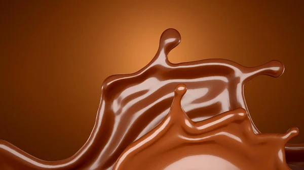 Barna csokoládé fröccsenés háttér. 3D illusztráció, 3D-s renderelés — Stock Fotó