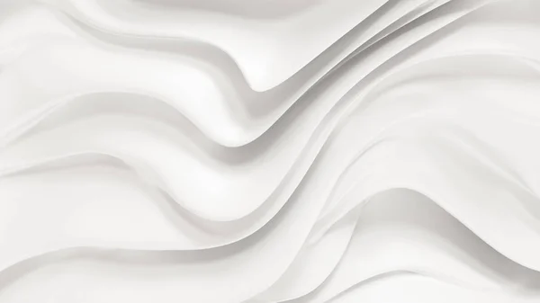 Eleganckie białe tło z płynącymi falami tkanin. Ilustracja 3d — Zdjęcie stockowe