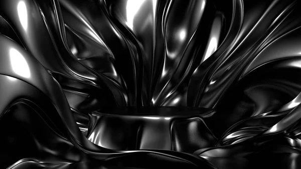 주름 과 주름 과 소용돌이가 있는 아름다운 검은색 배경 — 스톡 사진