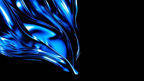 Elegantní tmavě modré pozadí s záhyby a kudrlinky. 3D ilustrace — Stock fotografie