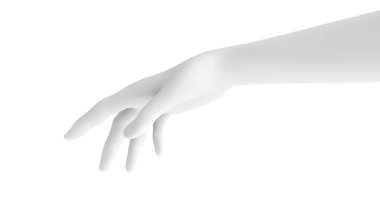 Beyaz arka plan 3D el hareketi. 3d illüstrasyon, görüntüleme.