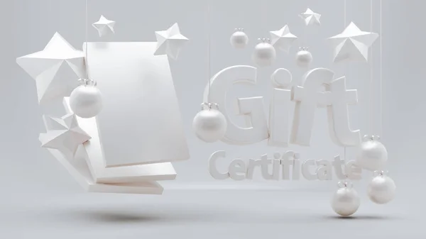 Vale-presente, certificado, ano novo, natal, feriado. Ilustração 3d, renderização 3d . — Fotografia de Stock