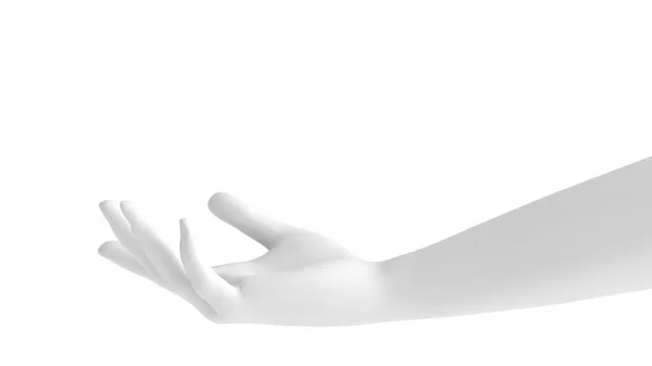 Vit bakgrund 3D-hand gest. 3D-illustration, återgivning. — Stockfoto