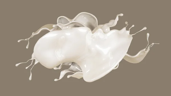 一小滴牛奶。 3D说明，3D渲染. — 图库照片