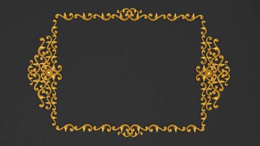 Lüks alçı taşı dekorasyon unsuru, duvar konsepti sıva, iç mimari desen. 3d illüstrasyon, 3d canlandırma.