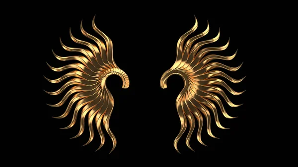 Altın izole mücevherlerle siyah arka plan. 3d illüstrasyon, 3d