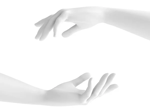 White background 3d hand gesture. 3d illustration, rendering. — ストック写真