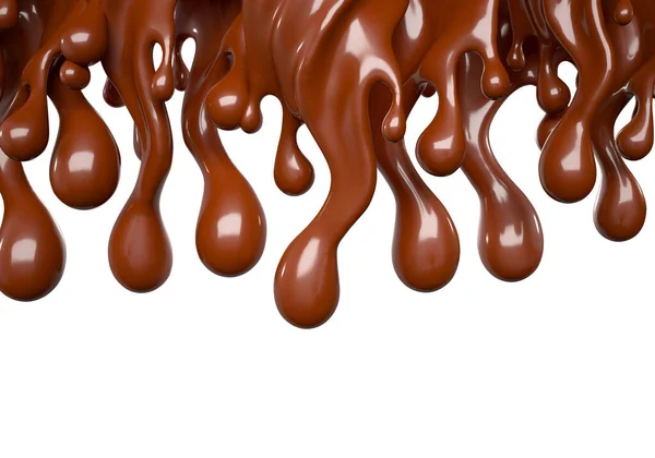 Uma gota de chocolate. Ilustração 3d, renderização 3d . — Fotografia de Stock