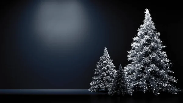 Habitación interior navidad vacaciones abeto fondo del árbol. Ilustración 3d — Foto de Stock