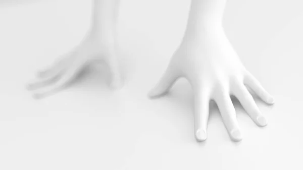 Branco fundo 3d mão gesto. ilustração 3d, renderização . — Fotografia de Stock