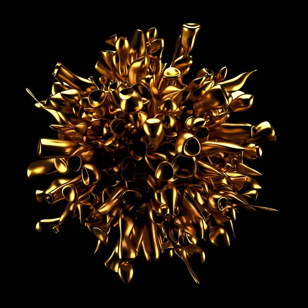A forma dourada. Imagem 3d, renderização 3d . — Fotografia de Stock