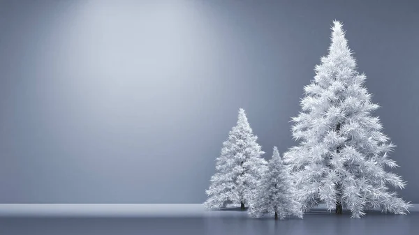 Habitación interior navidad vacaciones abeto fondo del árbol. Ilustración 3d, representación 3d . — Foto de Stock