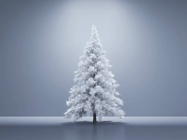 Habitación interior navidad vacaciones abeto fondo del árbol. Ilustración 3d — Foto de Stock