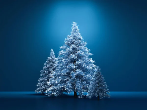 Quarto interior natal férias abeto árvore fundo. Ilustração 3d, renderização 3d . — Fotografia de Stock
