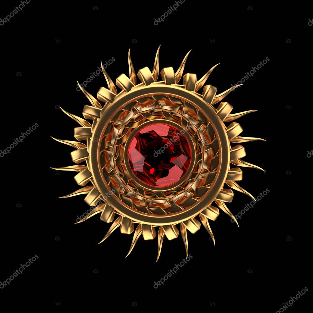 Luxury jewelry with precious stone. 3d rendering, 3d illustration.