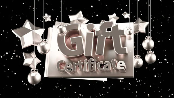 Cheque de regalo, certificado, año nuevo, Navidad, vacaciones. Ilustración 3d, representación 3d . —  Fotos de Stock