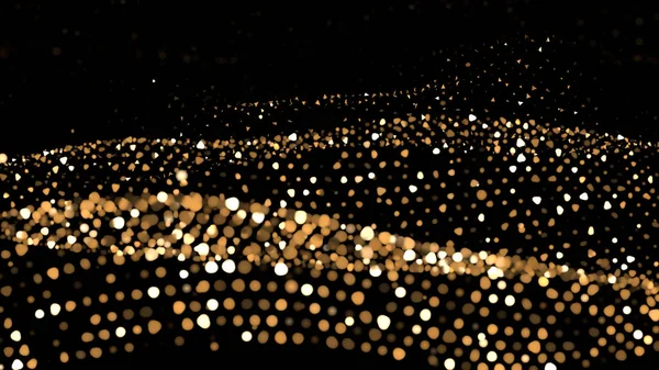 Brilho fundo abstrato. Centelhas de ouro e destaques. Ilustração 3d, renderização 3d . — Fotografia de Stock