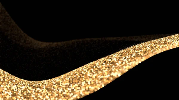 Sfondo astratto glitter. Oro scintille e punti salienti. Illustrazione 3d, rendering 3d . — Foto Stock