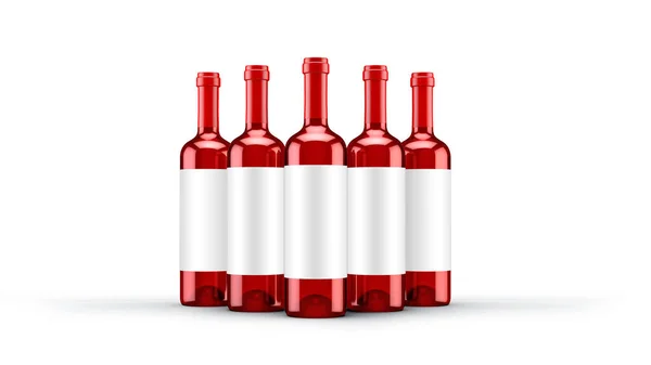 Κόκκινο μπουκάλι κρασί απομονωμένο. 3D απεικόνιση, 3d απόδοση. — Φωτογραφία Αρχείου