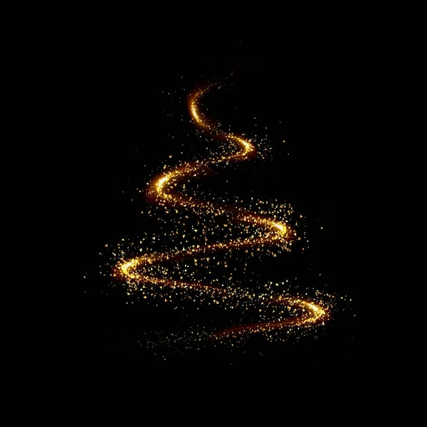 Noel ağacı altın parçacık arka planı. 3d resim, 3d görüntüleme.