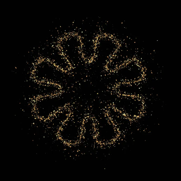 Fiore di particelle d'oro sfondo nero. Immagine 3d, rendering 3d . — Foto Stock