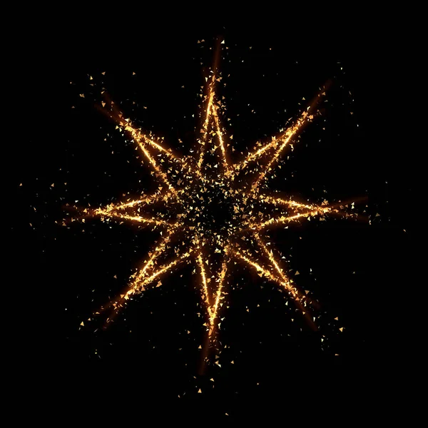 Star gold particle black background. 3d image, 3d rendering.