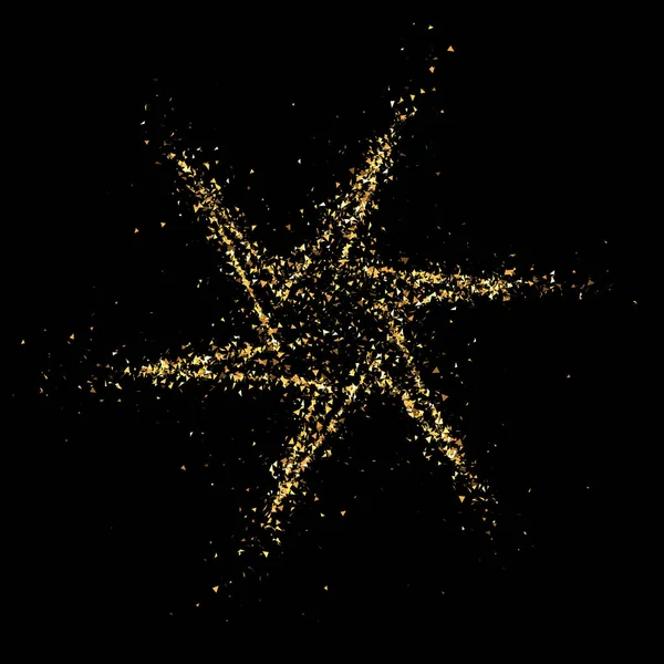 Partícula de ouro estrela fundo preto. Imagem 3d, renderização 3d . — Fotografia de Stock