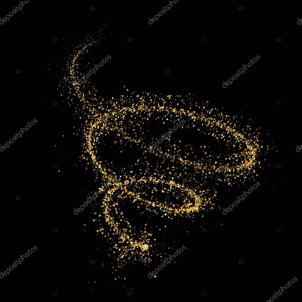 Particle abstraction spiral black background. 3d rendering 3d illustration.