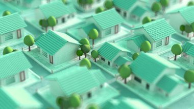 Köy köyü. 3d illüstrasyon, 3d canlandırma.