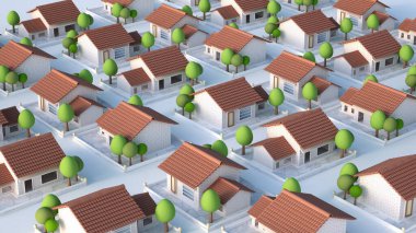 Köy köyü. 3d illüstrasyon, 3d canlandırma.