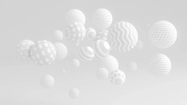 Fondo blanco con bolas. Ilustración 3d, representación 3d . — Foto de Stock